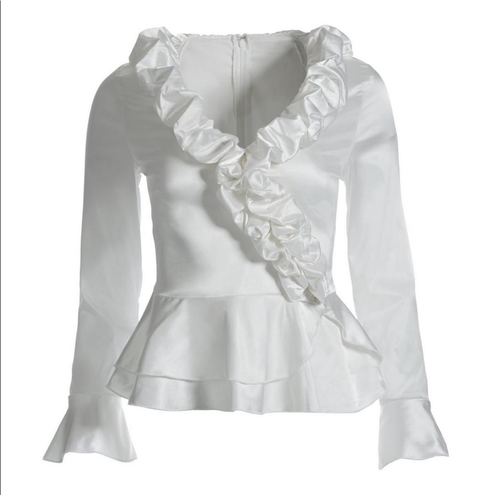 Sold Elsewhere Elegant White Ruffled Women's Top